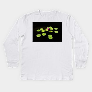 Lily Pads on Black Water Kids Long Sleeve T-Shirt